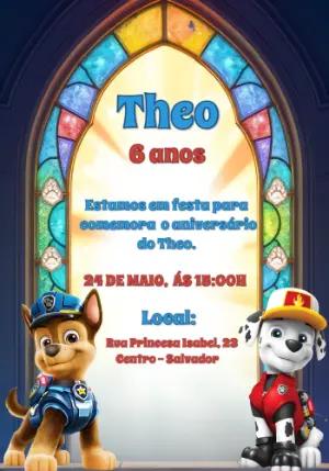 Convite de Aniversário Patrulha Canina para Editar Online
