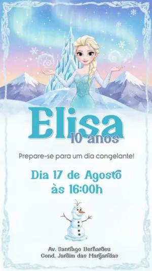 Convite de Aniversário Frozen com Elsa e Olaf para Editar