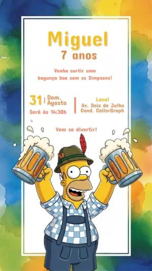 Convite de Aniversário Os Simpsons Homer para Editar Online