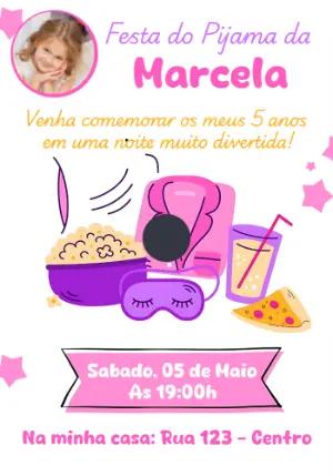 Convite Festa do Pijama com Foto para Editar Online