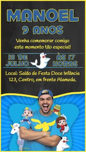Convite Aniversário Luccas Neto Editável Online para Imprimir