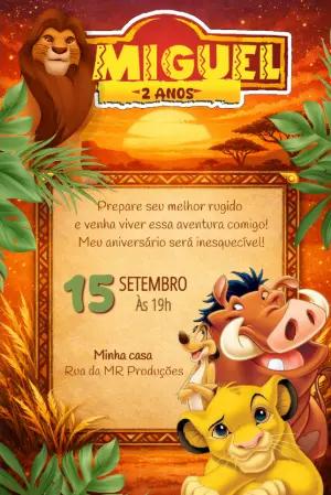 Convite de Aniversário Rei Leão Safari para Editar Online