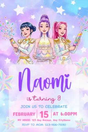 K-Pop Demon Hunters Birthday Invitation | Editable Template