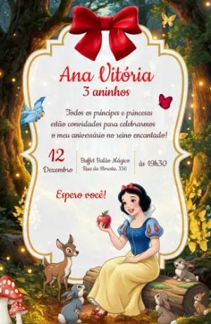 Convite de Aniversário Branca de Neve na Floresta para Editar