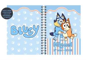 Capa de Agenda Bluey e Bingo Editável para Imprimir