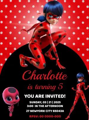 Miraculous Ladybug Birthday Invitation to Edit Online