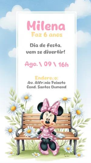 Convite de Aniversário Minnie Mouse para Editar Online