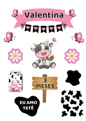 Topo de Bolo Vaquinha Eu Amo Tetê para Editar Online