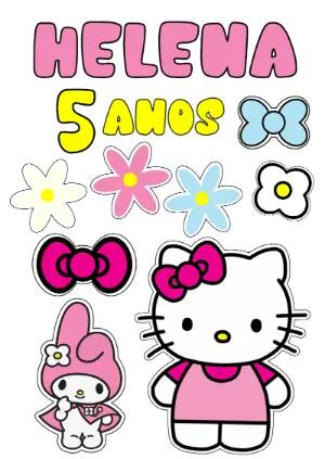 Topo de Bolo Hello Kitty e Amigos para Editar e Imprimir
