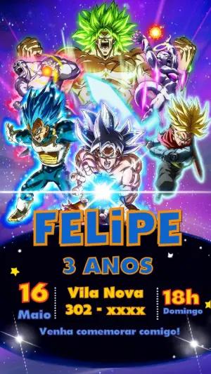 Convite de Aniversário Dragon Ball Super Editável