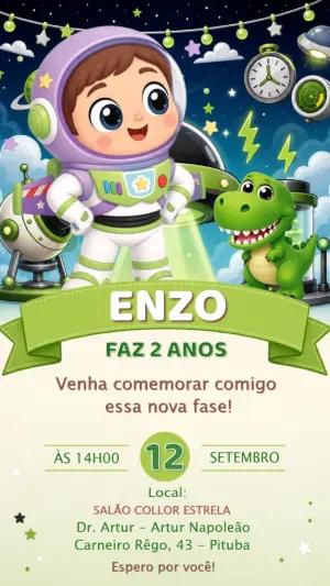 Convite de Aniversário Buzz Lightyear Editável para Festa Infantil
