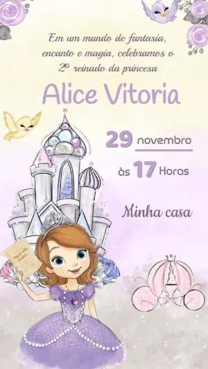 Convite Aniversário Princesinha Sofia para Editar Online