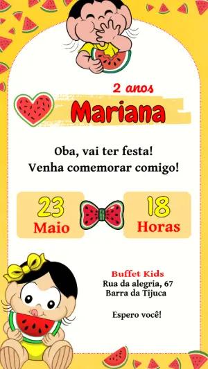 Convite Aniversário Infantil Magali e Melancia para Editar