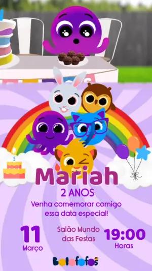 Convite Animado Bolofofos Infantil para Editar e Enviar