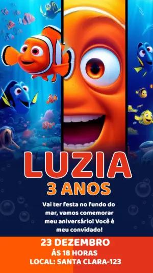 Convite Digital Aniversário Nemo Fundo do Mar para Editar