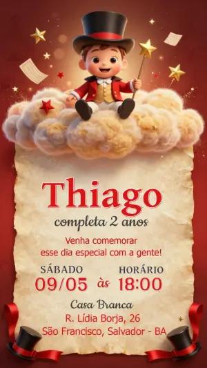 Convite de Aniversário Mágico Infantil para Editar Online