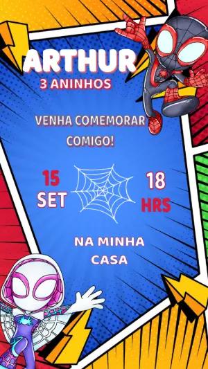 Convite de Aniversário Spidey Friends para Editar Online