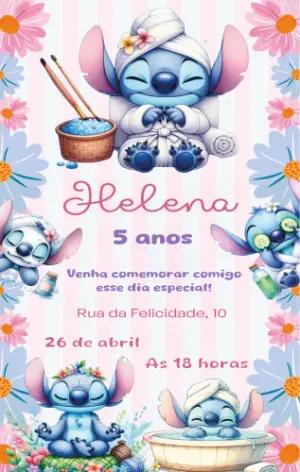 Convite de Aniversário Spa do Stitch para Editar Online