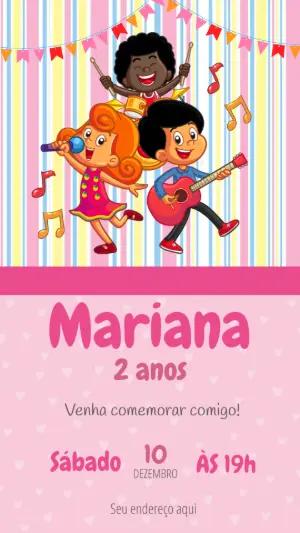 Convite Aniversário 3 Palavrinhas com Banda para Editar Online