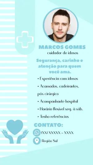 Cartão de Visita Cuidador de Idosos com Foto para Editar Online