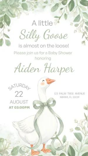 Silly Goose Baby Shower Invitation Editable Template