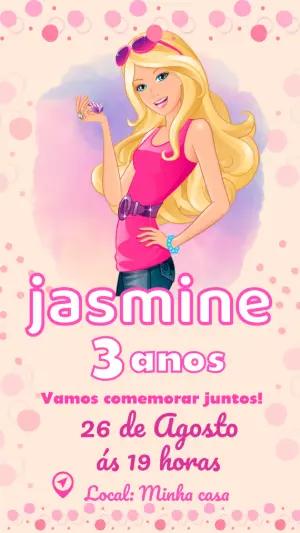 Convite de Aniversário Barbie Fashion Rosa para Editar