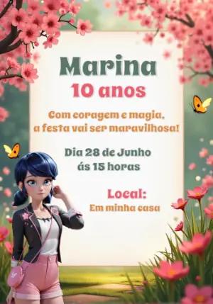 Convite de Aniversário Miraculous Ladybug para Editar Online