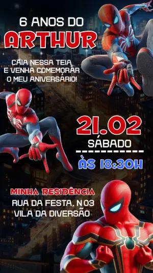 Convite Digital Editável Aniversário do Homem-Aranha