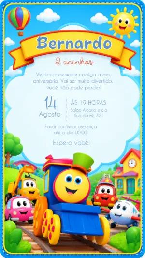 Convite de Aniversário Bob, o Trem para Editar