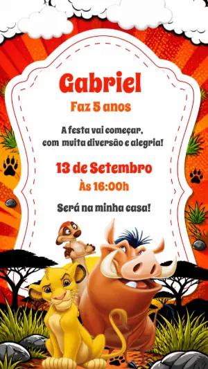 Convite de Aniversário O Rei Leão para Editar