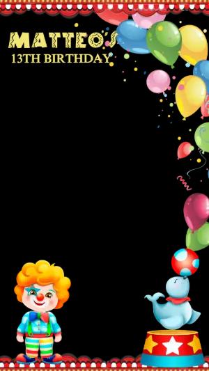 Editable Circus Birthday Party Photo Frame Template
