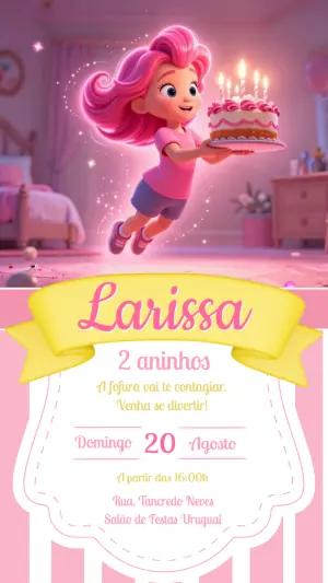 Convite de Aniversário Infantil Fada Rosa Editável