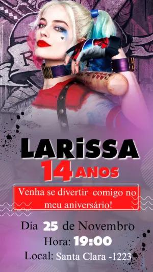 Convite de Aniversário Arlequina