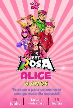 Convite de Aniversário Dos Rosa Colorido para Editar