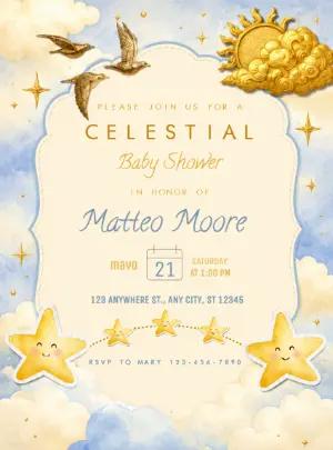 Celestial Baby Shower Invitation | Editable Digital Template