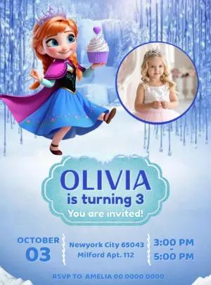Anna Frozen Birthday Invitation Template