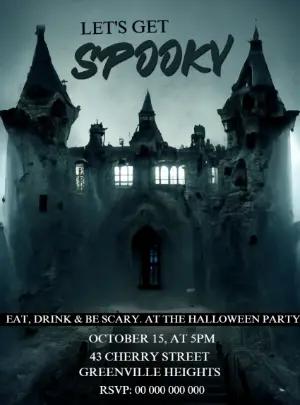 Spooky Haunted Castle Halloween Invitation - Editable Digital Template