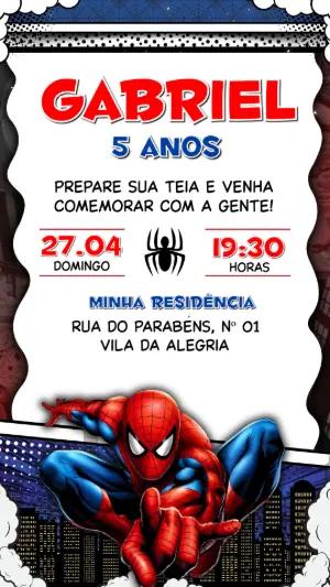 Convite de Aniversário Homem-Aranha Editável