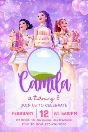 K-Pop Demon Hunter Birthday Invitation | Editable Purple Template