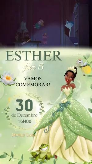 Convite Animado Aniversário Princesa Tiana para Editar Online