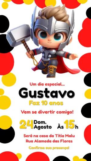 Convite Digital Aniversário Infantil Thor para Editar e Enviar