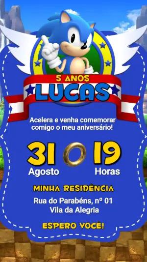 Convite de Aniversário Sonic: Modelo Digital para Editar