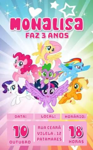 Convite de Aniversário My Little Pony com Pôneis para Editar Online
