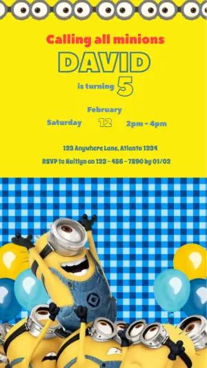 Editable Minions Animated Birthday Party Video Invitation