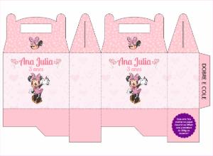 Caixa Milk Minnie Rosa Editável para Aniversário Infantil
