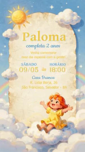 Convite de Aniversário Infantil Raio de Sol Editável