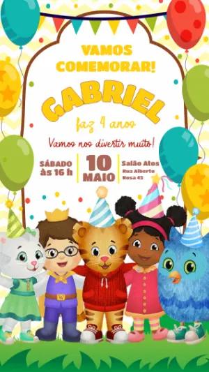 Convite Digital Aniversário Infantil Daniel Tigre Editável