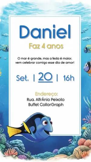 Convite de Aniversário Procurando Dory para Editar Online