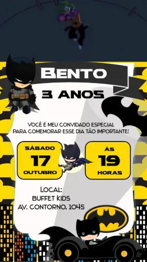 Convite Animado Aniversário Batman Toy para Editar Online