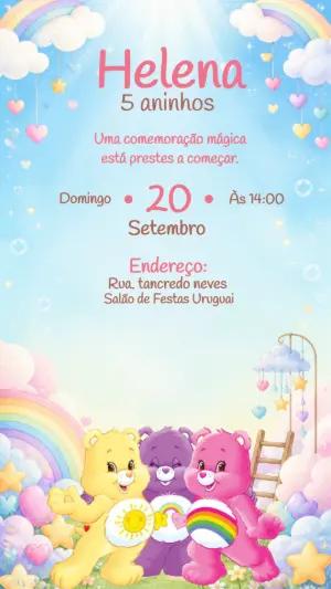 Convite Aniversário Ursinhos Carinhosos Modelo Editável